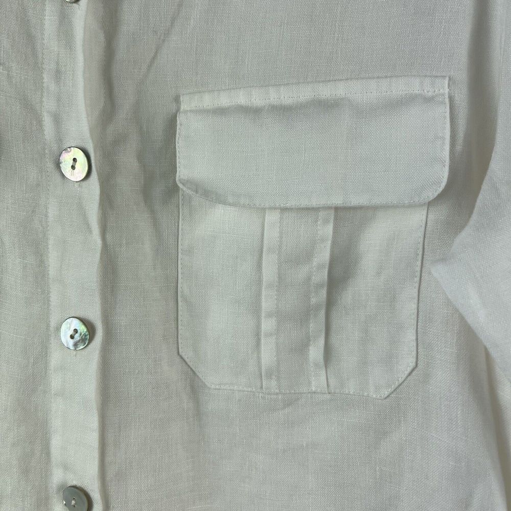 Soft Surroundings‎ Women Tunic Top Size Large White Cream Linen Button Blouse - Picture 8 of 16